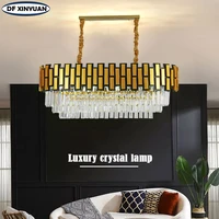 nordic modern black gold shiny led crystal chandelier villa living room dining luxury crystal ceiling lamp factory direct sales