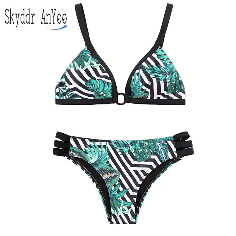 

2 Piece Set Women Sexy Bikini 2020 Female Swimsuit Swimwear Floral Print Push Up Bathing Suit Swimming Suit For Woman Biquinis