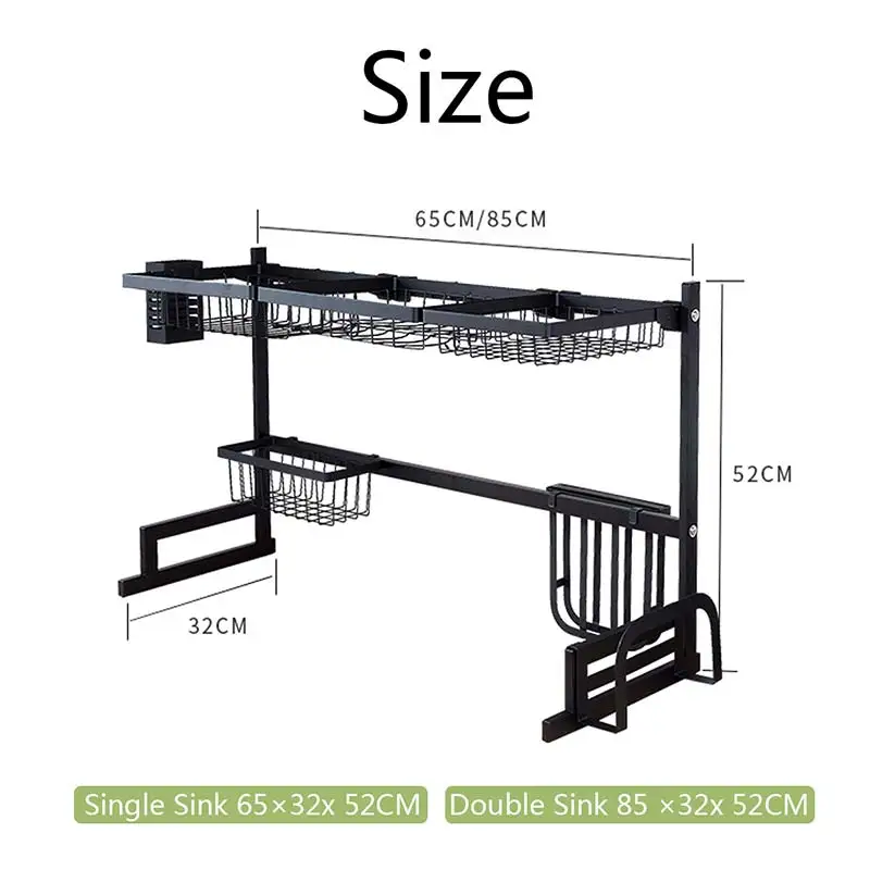 

Stainless Steel Kitchen Shelf Organizer Over The Sink Dish Drying Rack Holder Draining Shelf Storage Organizer 65cm