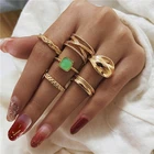Комплект широких колец 17KM с крестом для женщин, модное готическое кольцо с зеленым камнем, кольцо под золото, бижутерия, 2021