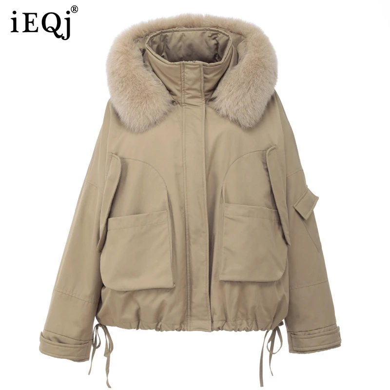 

IEQJ 2021 Autumn Winter New Loose Parker Female Long Sleeve Solid Color Detachable Jacket Women's Fashion Clothing 3W461