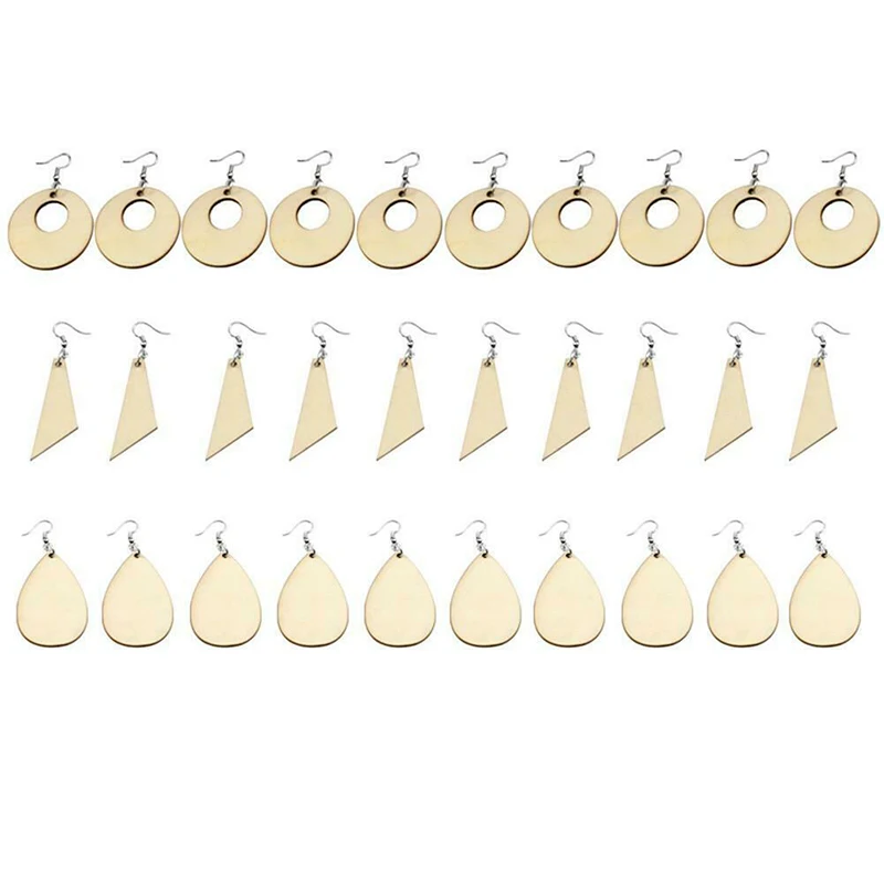 60 шт. висячие серьги деревянные подвеска с металлическим крючком кольца сделай