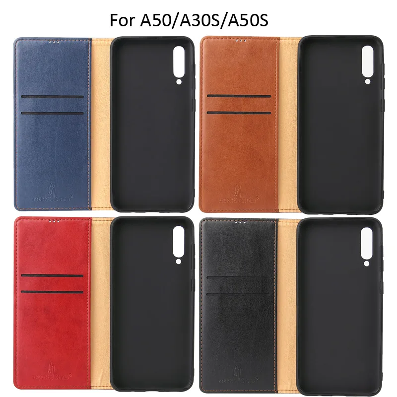 Fierre shann кошелек магнитная кожа флип чехол для samsung Galaxy A50 A30 A30S A50S A20 A40 A70 A80 A90