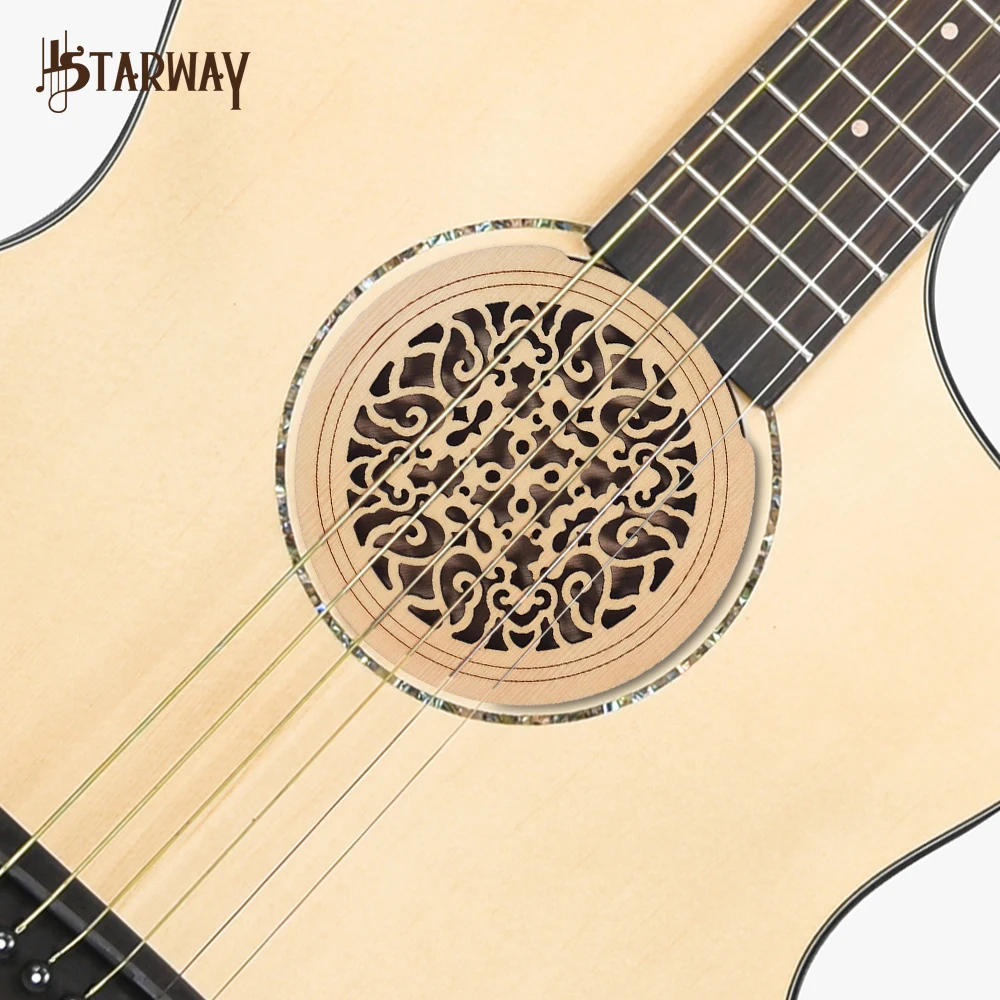STARWAY-cubierta de agujero de sonido de madera de abeto Serie 6, accesorios de guitarra, bloque amortiguador de espuma suave, piezas y acceso de guitarra