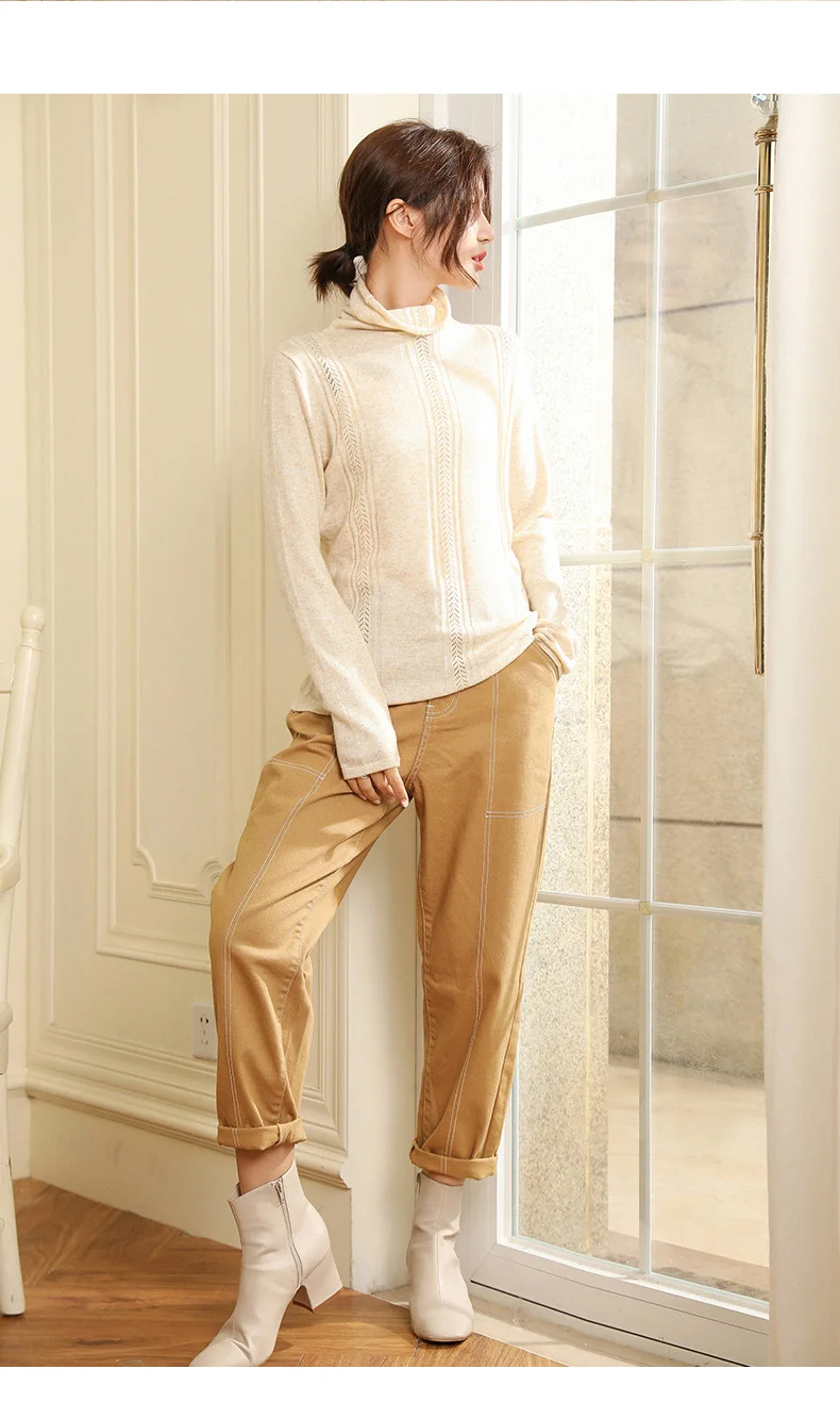 BELIARST Autumn and Winter New Pile of Cashmere Sweater Women's Pullover Sweater Was Thin Hollow Knit Bottoming Sweater