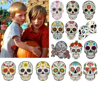 10 20pcsset colorful halloween skull head temporary tattoo sticker child adult body art water transfer fake tattoo for face