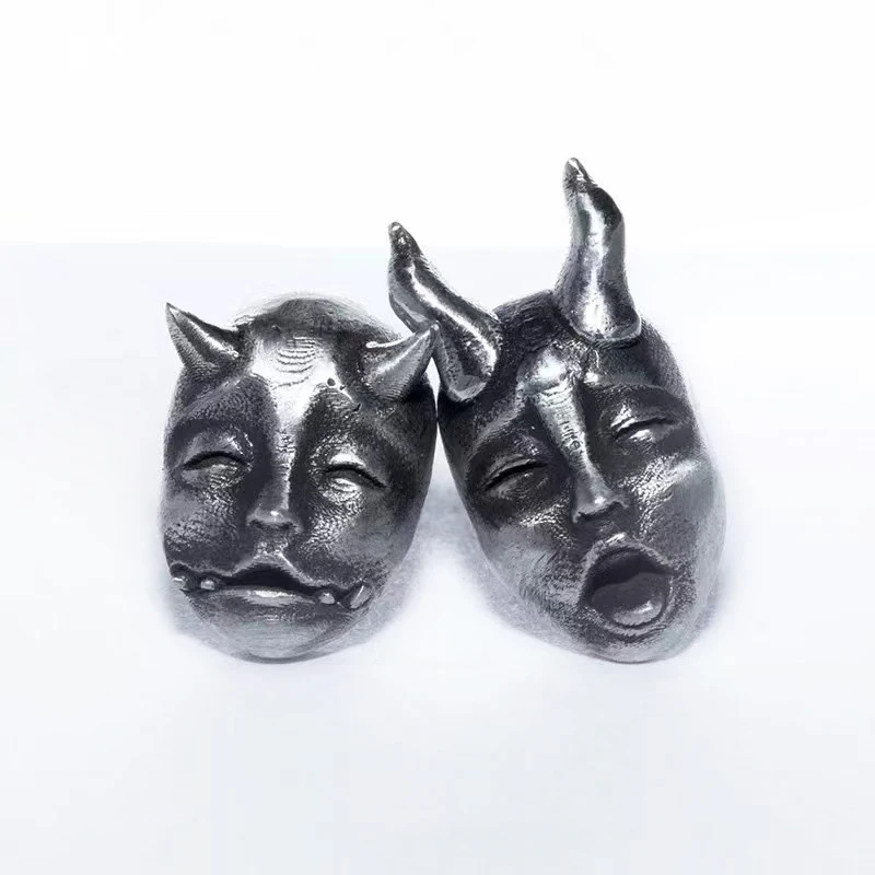 

Vintage Devil Prajna Skull Eardrops Gothic Horned Demon Baby Face Stud Earrings Unisex Biker Punk Evil Studs Jewelry