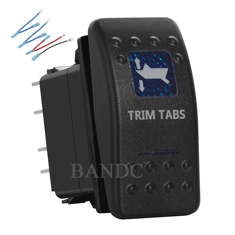 

TRIM TABS 7Pin (On)-Off-(On) DPDT Momentary Dual Blue Led Rocker Switch for Car Boat Marine Yacht,Waterproof,12V/24V,Jumper Wire