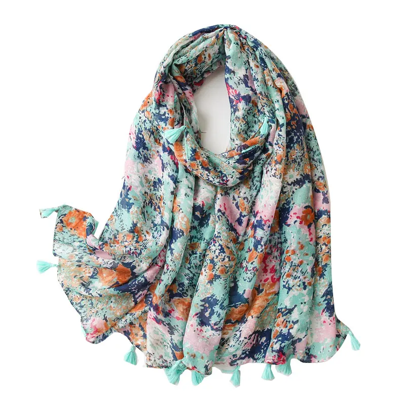 

2022 Fashion Tassel Viscose Shawl Scarf Neckerchief Autumn Winter Foulards Muslim Hijab Sjaal Stole Bufandas Wrap Pashmina