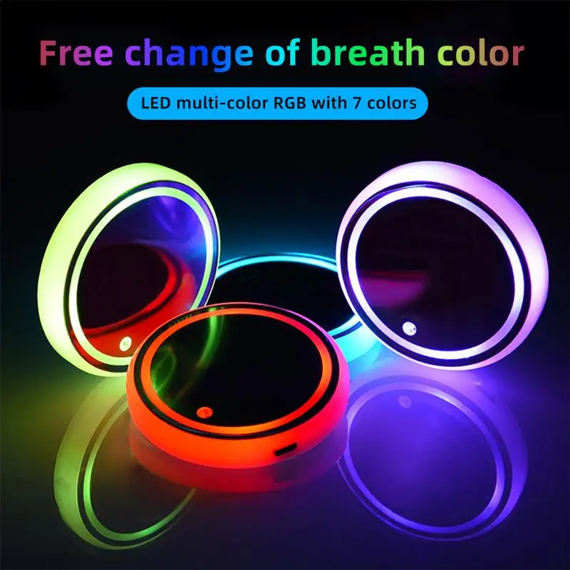 

1 шт. Автомобильный светодиодный подстаканник для стакана, Автомобильный интерьер, USB, красочный атмосферный свет, s-лампа, подставка для нап...