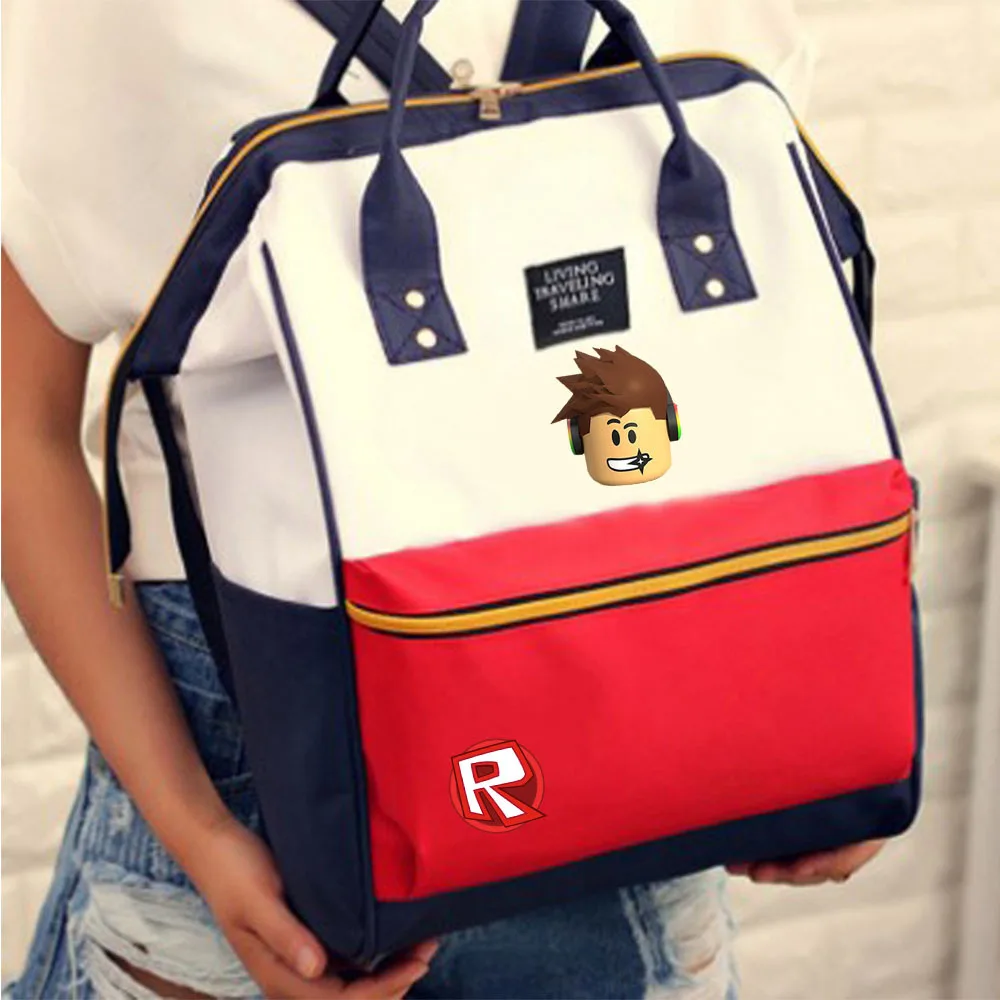 Large-capacity canvas backpack roblox game School Bags  Patchwork school backpacks bags for teenage girls