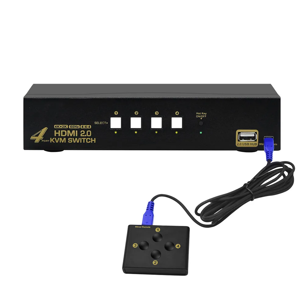 

4Kx2K 4 port hdmi switch hdmi kvm switch With USB Hub 4pcs KVM Cables