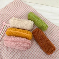 1pc new kawaii soft fluffy pencil bag plush pencil case with lovely soft colors cute stationery school supplies stationery