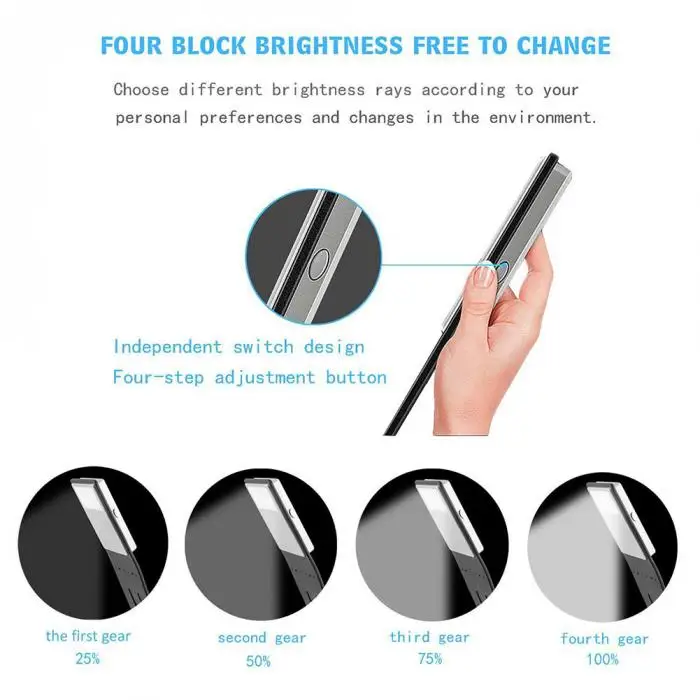 Портативная Складная Светодиодная лампа для чтения книг со съемным гибким