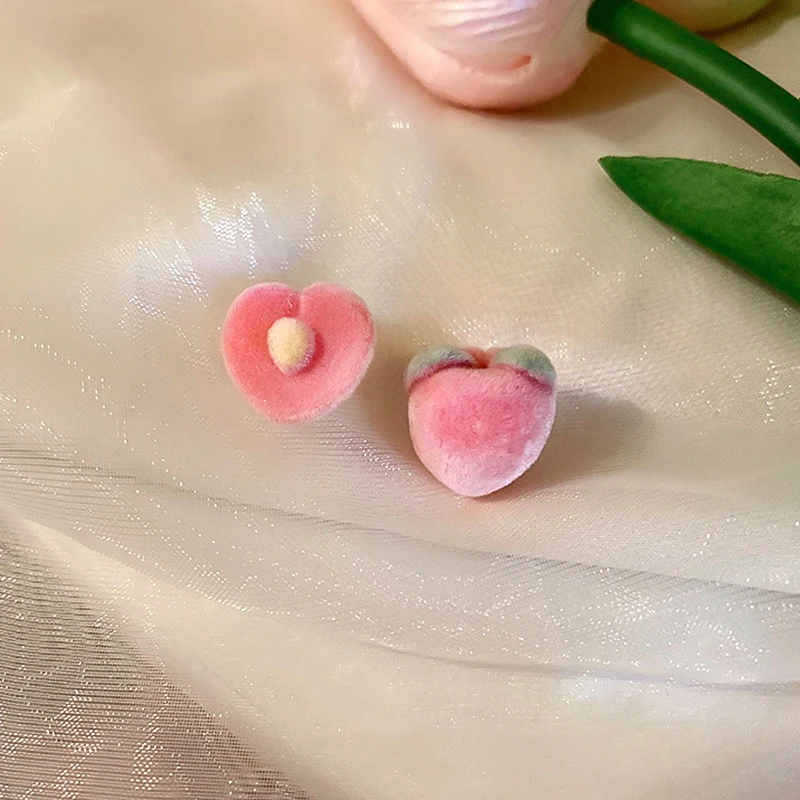 

Trendy Exquisite Acrylic Peach Earrings for Women Girl High Quality Asymmetry Jewelry Stud S925 Needle Birthday Party Fine Gift