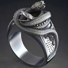Новый Винтаж двойная змея обмотка кольца для мужчин и женщин ретро серебряный цвет женский мужской ювелирные изделия панк вечерние подарки на день рождения