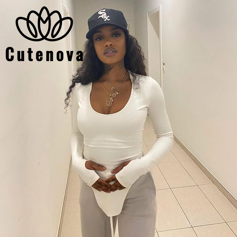 

Cutenove Casual Fashion Autumn Tops For Women 2021 Solid O-neck Long Sleeve Irregularity Tops Female Streetwears