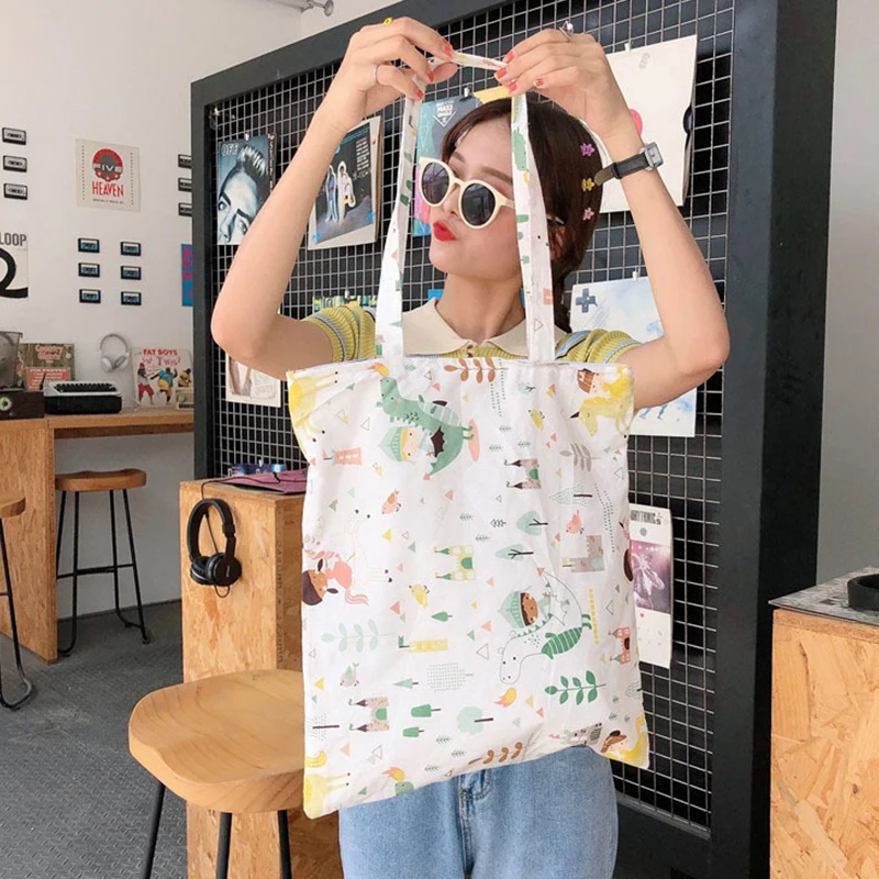 Художественная холщовая маленькая легкая сумка и простая для покупок японская