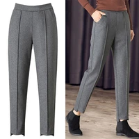 vintage loose warm woolen harem pants women formal office high waist suit pants female 2021 fashion winter ankle length pants