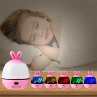 room ocean night light projector bedroom 360%c2%b0led timer control rotating projector lamp with rabbit ears