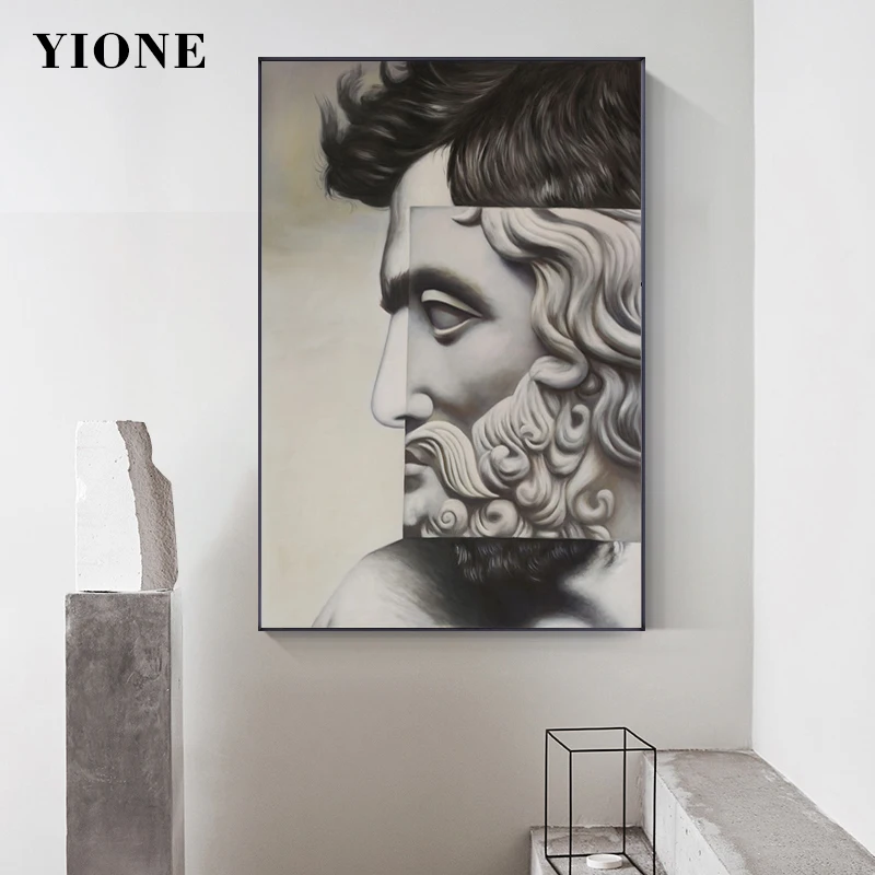 

Modern Art Statue David Canvas Painting Abstract Vintage Man Face Sculpture Wall Picture Poster Print Living Room Aisle Decor