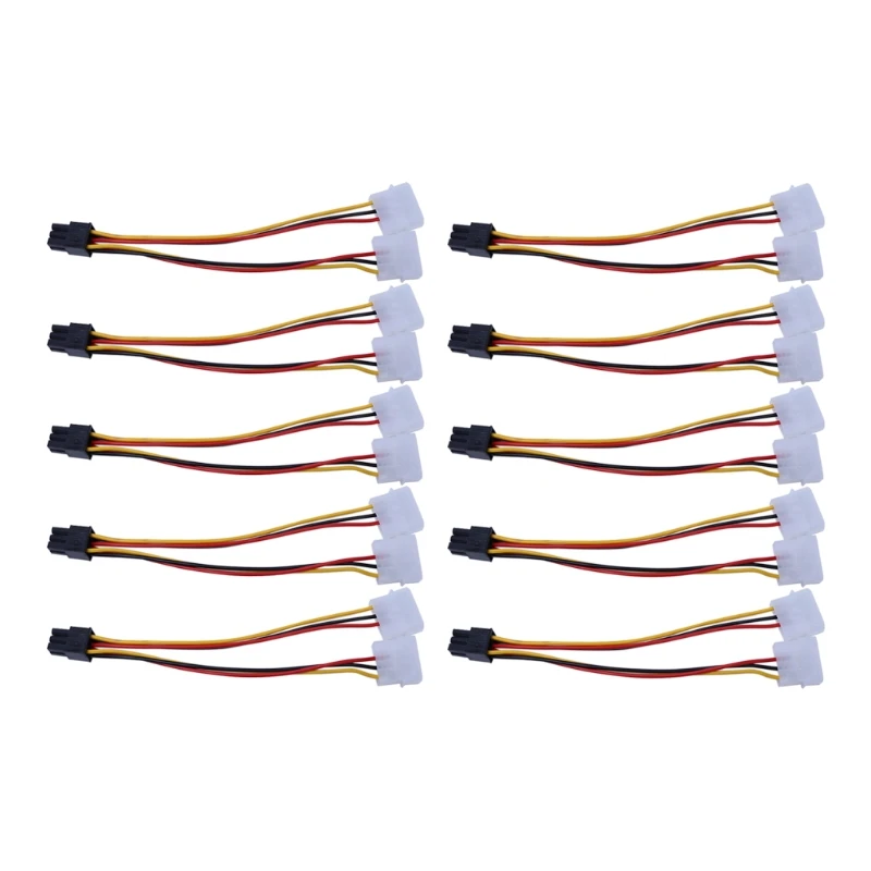 10 шт./компл. двойной Molex 4-Pin к одному PCI-E 6-Pin Мощность разъем Y Кабель-адаптер |