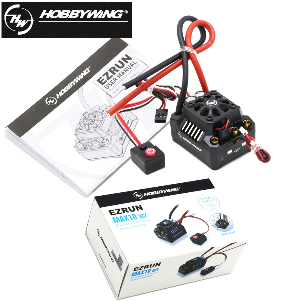 2 шт./лот щеточный электронный регулятор скорости Hobbywing EZRUN MAX10 SCT 2-4S 120A бесщеточный
