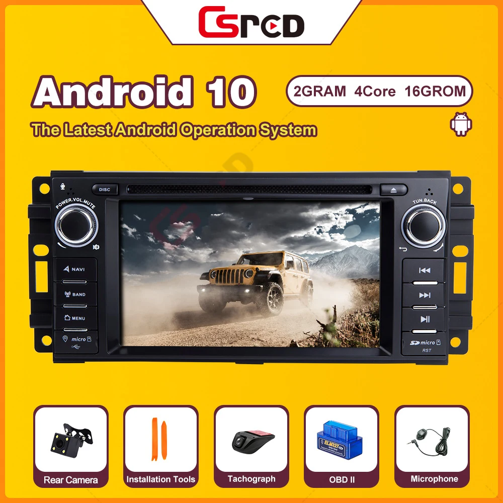 Csred Android 10 6 2 &quotРадио для Jeep Wrangler Compass Cherokee Chrysler мультимедийный DVD CD плеер GPS