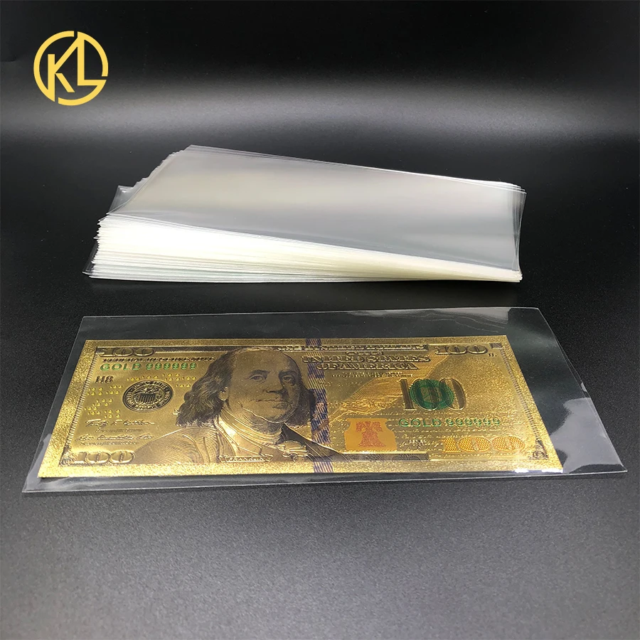 100 шт./пакет Видимый полиэтиленовый пакет для золотых банкнот или билетов на
