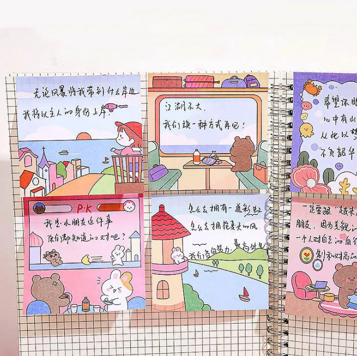 

1 Pcs Cartoon Bear Travel Diary Paper Memo Pads Message Sticky Notes Decorative Notepad Stationery School Office Supplies