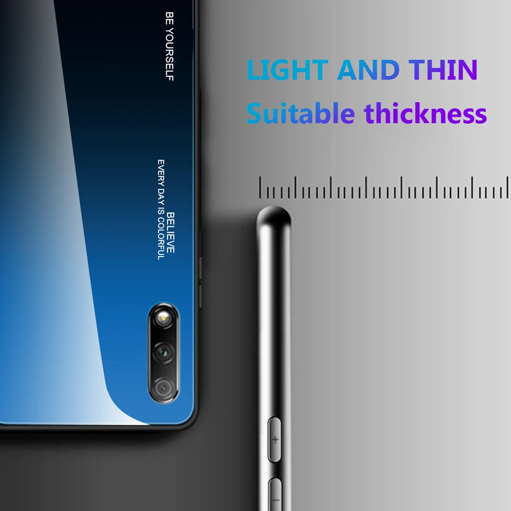Градиентное зеркальное стекло чехол для Huawei Mate 30 P30 Pro Lite P20 Y5 Y6 Y7 Y9 Prime 2019 Honor 8X 9X 20