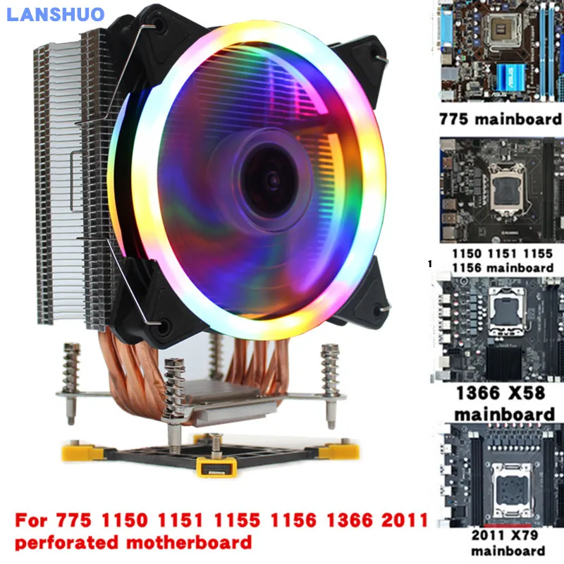 3/4PIN RGB светодиодный Процессор кулер 6-Heatpipe 12V(12 см); охлаждения радиатора для LGA 775 1150 1151 1155 1156 1366 2011 - Цвет лезвия: Magic Aurora