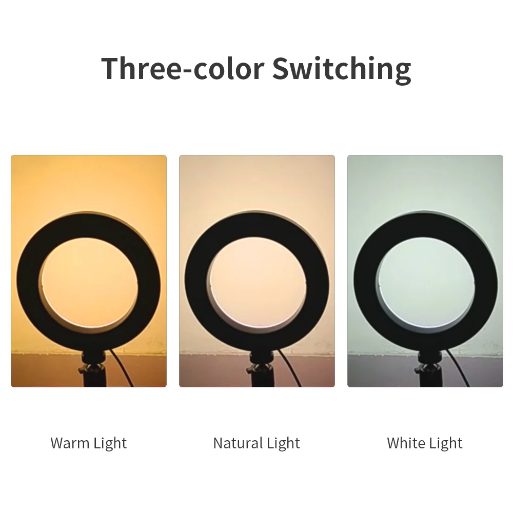 dimmable led selfie ring light with long arm holder desk stand camera phone usb photography light ringlight for photo studio free global shipping