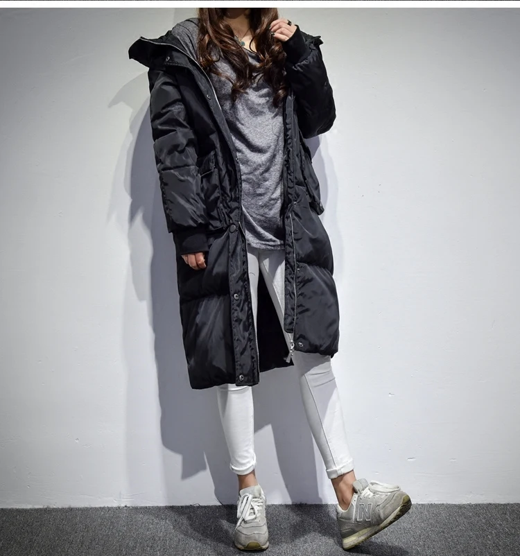 

Winter Jacket Women Thick White Duck Down Jackets For Women Hood Loose Outwear Windproof Overcoat Plus Size LX136