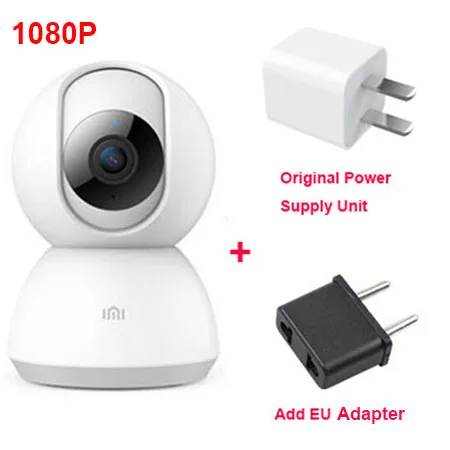 Обновленная Оригинальная Xiaomi Mijia умная камера Веб-камера 1080P WiFi Pan-tilt ночное видение 360 градусов видеокамера детский монитор - Цветной: add EU Plug