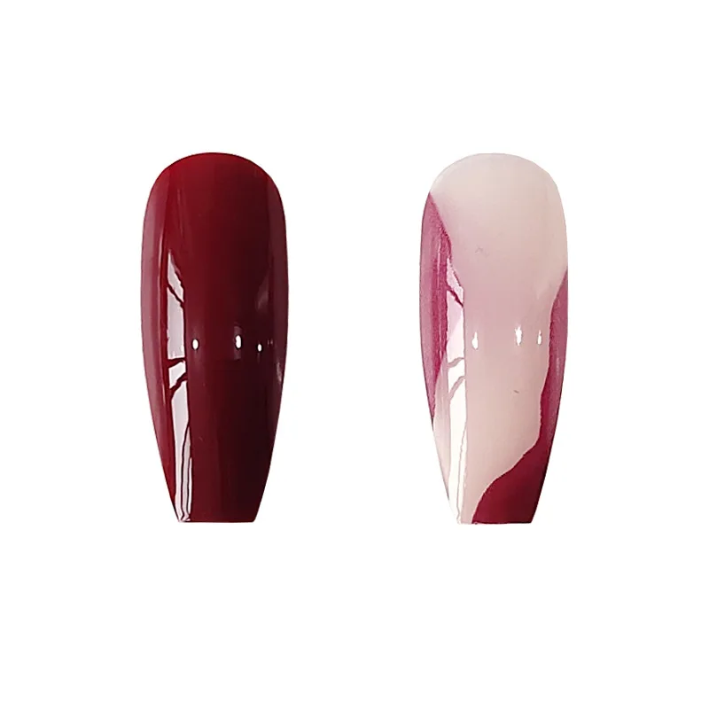 Накладные ногти нажимные 24 шт. винно-красные длинные гробные накладные во