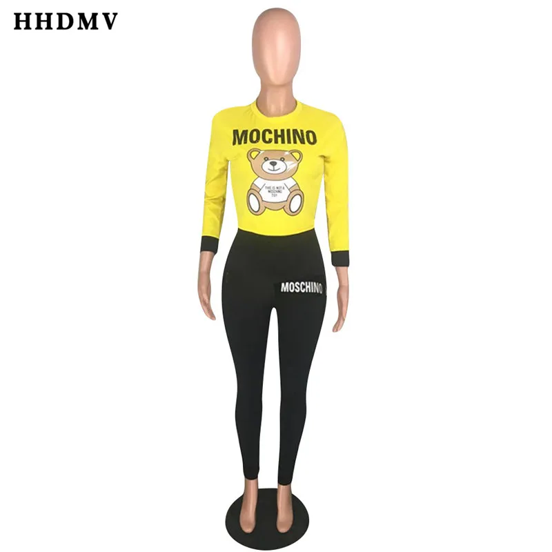 HHDMV/ г., eduction of age, топ с длинными рукавами и круглым вырезом, с героями мультфильмов, эластичные длинные штаны повседневные стильные комплекты из двух предметов с надписями
