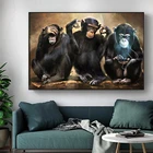 Картина на холсте с тремя забавными орангутанами, постеры с животными и обезьянами, абстрактная Настенная картина для гостиной, украшение для дома