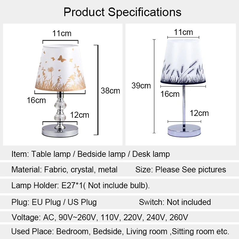 

Table Lamp Crystal Bedside Lamp Nordic Mini LED Desk Lamp For Bedroom Living Room Baby Room Bookcase Flaxen Fabric E27 EU Plug