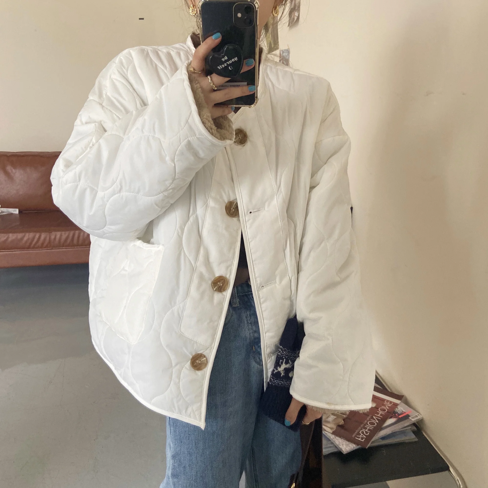 

2021 New Outwear Winter Jacket OL Work Wear Thick Warm Women Parkas Double Wear Faux Lamb Wool Liner Parka Female Coat