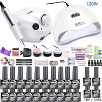 nail drill machine with 120w uv led lamp for manicure kit gel set nail drill machine kit nail file tool nail extension set