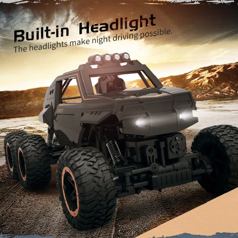 RC Car with Light 6WD 2.4Ghz Remote Control Crawler Big Size Monster Off Road High Speed Truck Kids Toys Gift Boys Child | Игрушки и