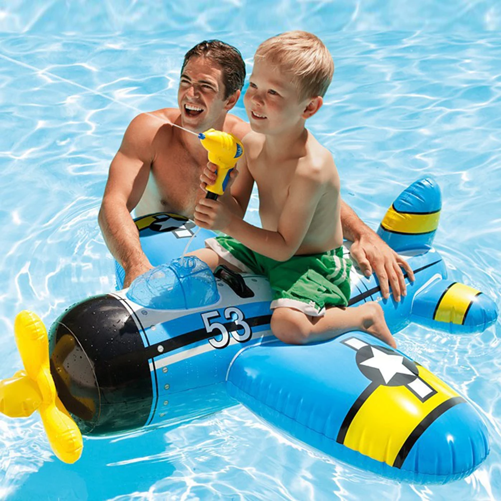 

1pc Swimming Float Airplane Inflatable Swimming Ring Boat Water Spray Plane Pool Water Toy For Children Over 3 Years