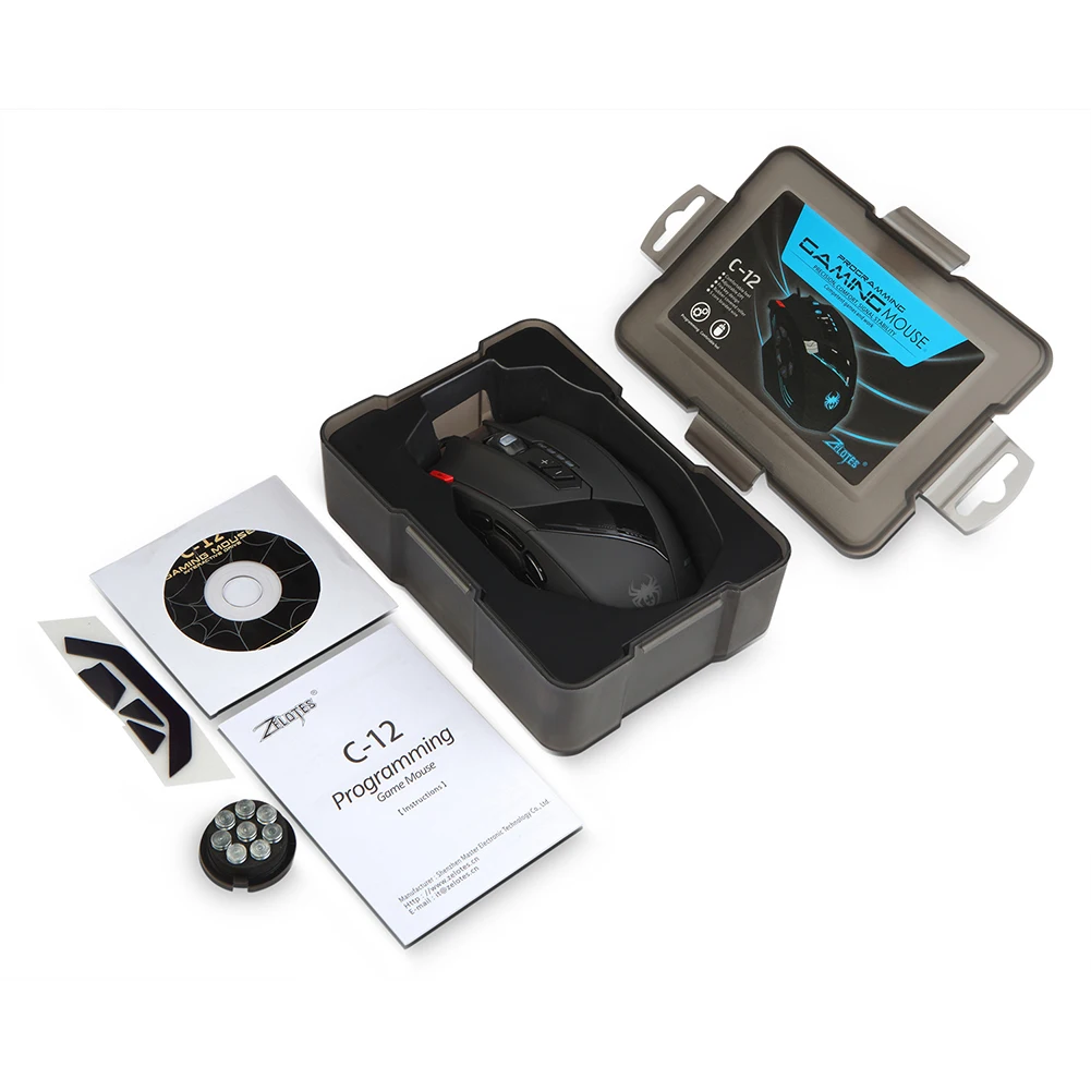 

ZELOTES C-12 RGB Backlight Gaming Mouse 4 Gears 4000DPI Adjustable Mice 12 Buttons USB Wired Computer Mice for PC Laptop