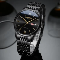 carnival men automatic mechanical watch new fashion business mens watches week calendar display waterproof stainless steel strap