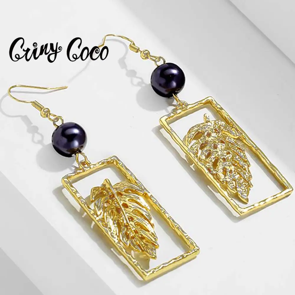 

Drop Earrings for Women Female Party Elegant Jewelry Hanging Earrings Pearls Earring Oorbellen 2021 Turtle Leaf Metal Geometric