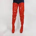 BERZIMER Женские Сапоги выше колена; Обувь на высоком каблуке-шпильке; Блестящие с молнией сбоку; Сапоги выше колена; Женские осенние и зимние сапоги, большой размер 43, 44, 47 (Европа)