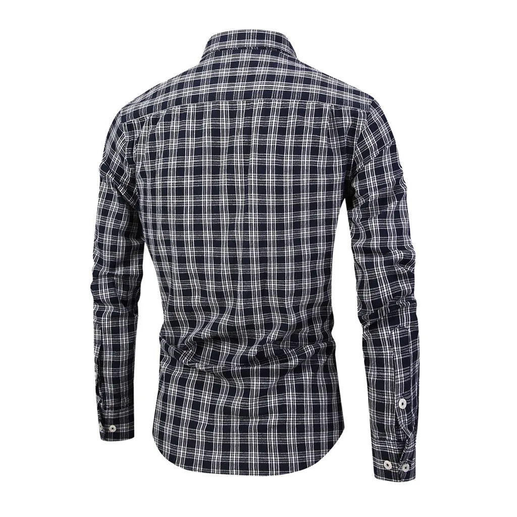 Camisa Masculina мужская рубашка с длинным рукавом и отложным воротником, Повседневная рубашка с рисунком в клетку, модная мужская Повседневная Базовая рубашка