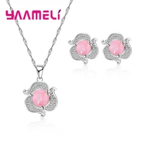 vintage 925 sterling silver necklace earrings charming flower shaped pendant jewelry for wedding engagement high quality