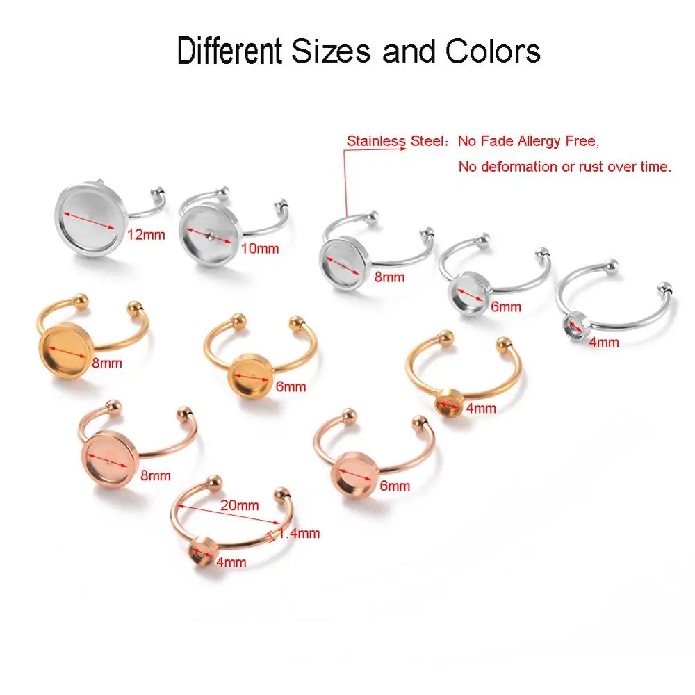 10 шт. без выцветания нержавеющая сталь золото регулируемые кольца пустые/Базовые